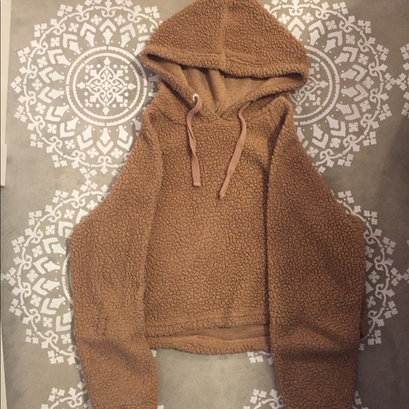 Derek Heart Tops - Tan Poopy Cropped Sweatshirt